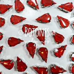 GOTA MEDIA- GEMA RESINA ENGARZADA ROJO OPAL - 8 X 13MM (COD:2576) RS OPL