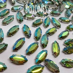 NAVETTE-GEMA VERDE RESINA TORNASOL AB ENGARZADA- 7 X15MM- (COD:523) RS AB