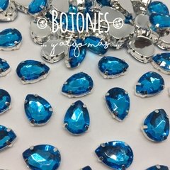 GOTA GRANDE - GEMA CELESTE ENGARZADA - 10 X 14MM (COD:818)