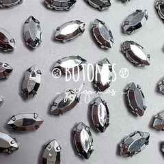 NAVETTE MINI-GEMA PLATEADO ENGARZADA- 5X10MM- (COD:2299) NLT METALIZADO