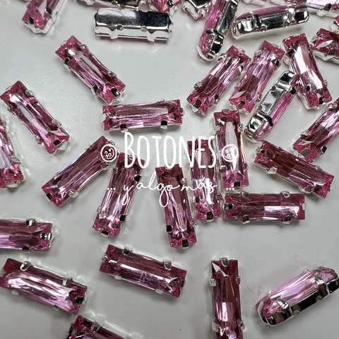 BAGUETTE - RECTANGULAR 5 X 15MM- GEMA ROSA ENGARZADA (COD:2194) - comprar online