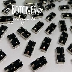 BAGUETTE - RECTANGULAR 5 x 10MM- GEMA ENGARZADA NEGRO (COD:406)NLT en internet