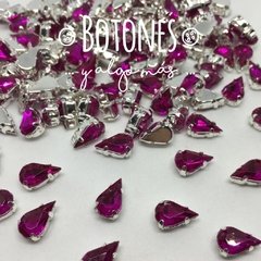 GOTA CHICA - GEMA ENGARZADA FUCSIA- 6x10mm (Cod:839)