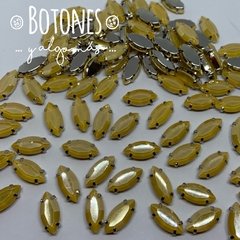 NAVETTE - GEMA AMARILLO RESINA MOKA ENGARZADA - 7 X 15MM (COD:988) RS MK