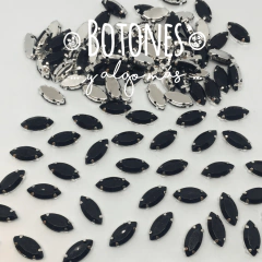 NAVETTE - GEMA NEGRA ENGARZADA- 7 x 15mm (Cod:722)