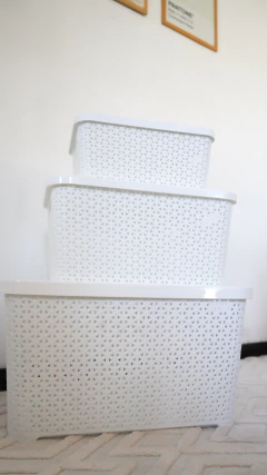 Imagen de Canasto símil ratán con tapa 40L