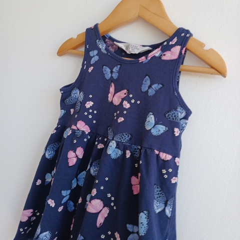 VESTIDO H&M T.18 MESES AZUL MARIPOSAS en internet