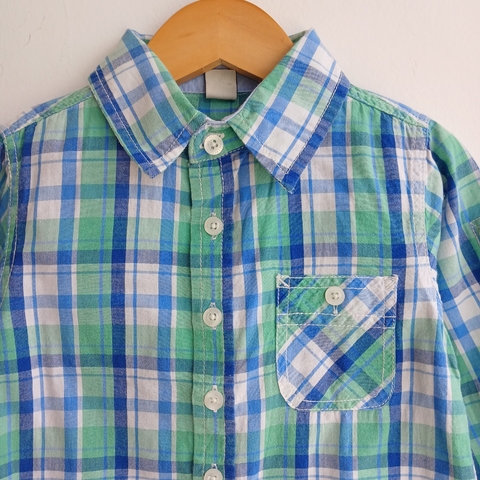 CAMISA YAMP T.2 AÑOS M/L CUADROS VERDE AZUL en internet