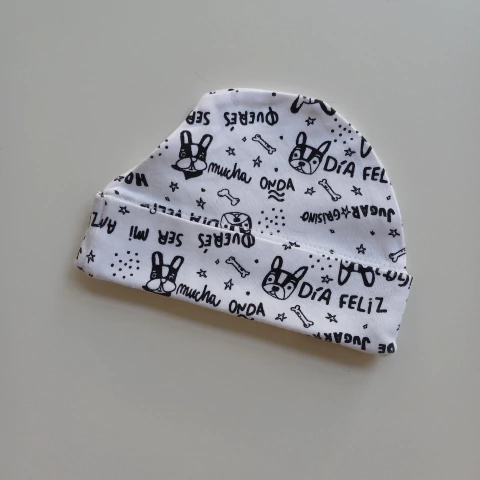 Gorro Grisino T. 1 -3 meses blanco estampado