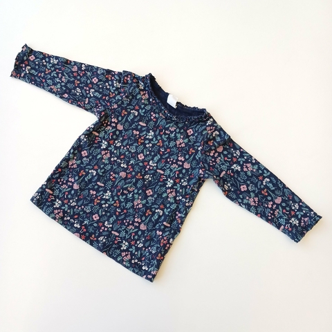 REMERA H&M T. 1- 2 AÑOS AZUL FLORCITAS