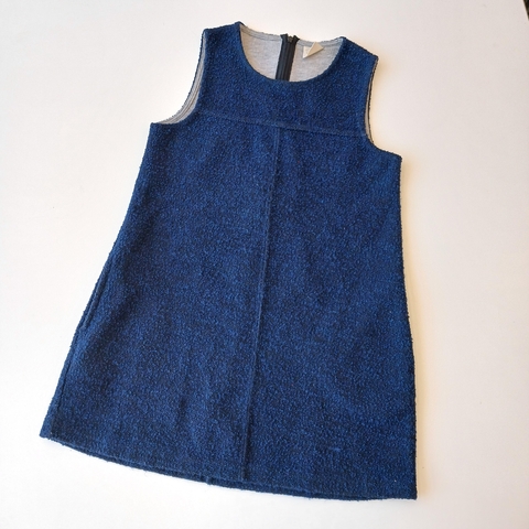 VESTIDO ZARA T. 11. 12 AÑOS AZUL PAÑO FORRADO