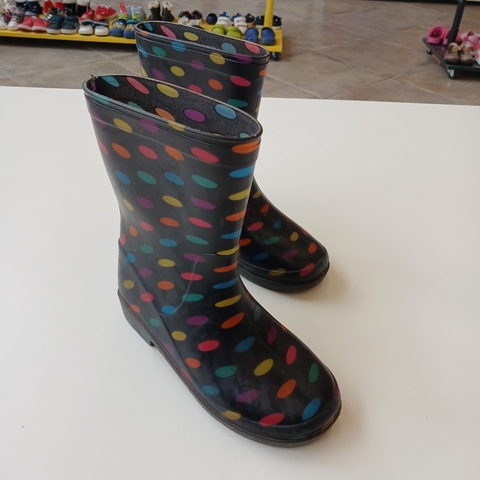 BOTAS DE LLUVIA N. 33 - 34 NEGRA CIRCULOS COLORES