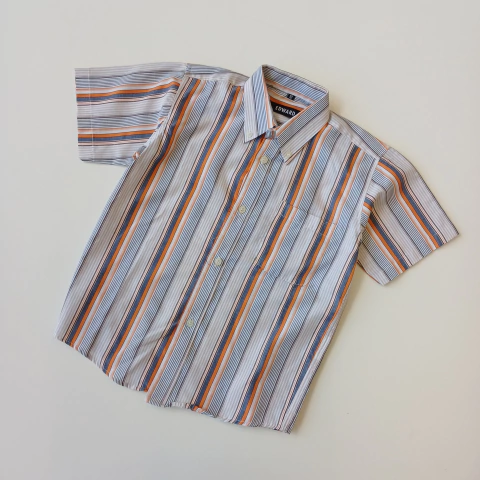 CAMISA EDWARD T. 10 AÑOS RAYAS NARANJA GRIS