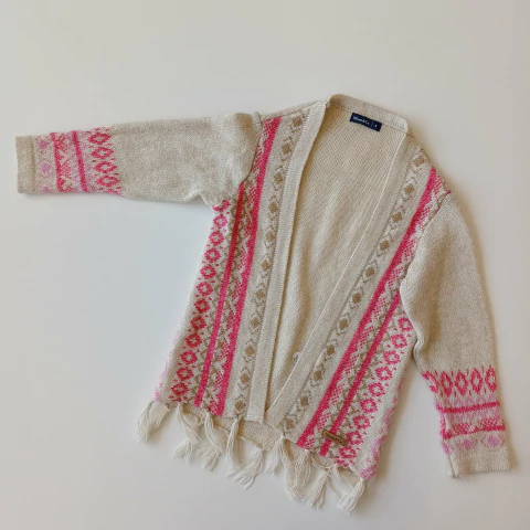 SACO MIMO T. 4 AÑOS BEIGE CON ROSA FLECOS * DETALLE