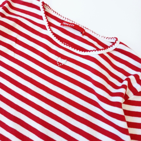 REMERA MIMO T. 14 AÑOS RAYAS BLANCO ROJO M/L - Eme de Mar