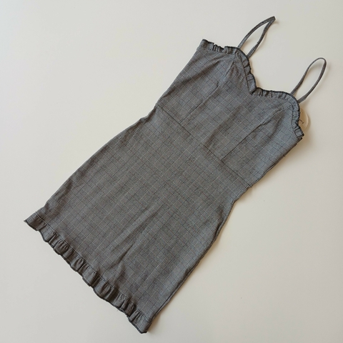 VESTIDO LOLA GOMEZ T. U ( 12- 14 AÑOS ) GRIS CUADROS