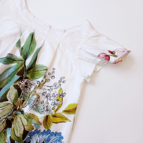 VESTIDO ZARA T. 5 AÑOS BLANCO FLORES TABLAS - comprar online