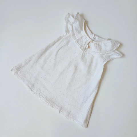 VESTIDO AUTHENTIC T. 6- 9 MESES BLANCA APLIQUES