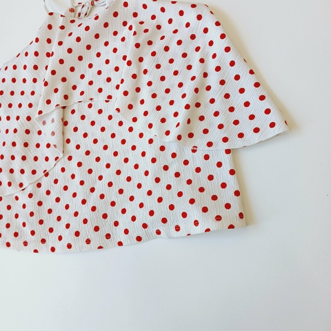 BLUSA ZARA T. 11- 12 AÑOS BLANCA CIRCULOS ROJOS - comprar online