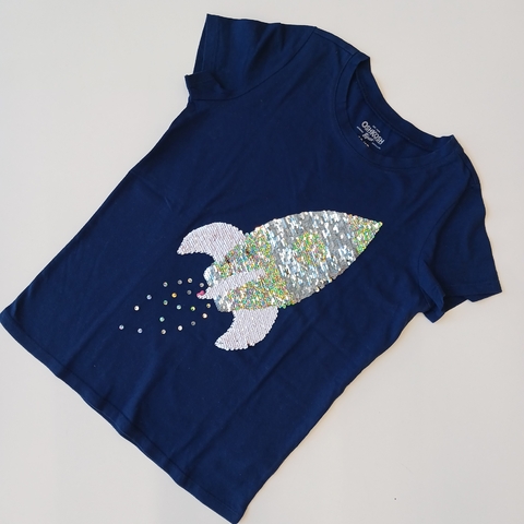 REMERA OSHKOSH T, 12 AZUL COHETE LENTEJUELAS