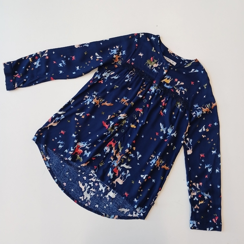 CAMISA WANAMA T. 8 AÑOS AZUL CIERVOS PUNTILLA