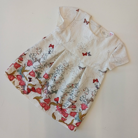 VESTIDO ZARA T. 2-3 AÑOS BLANCO FLORES MARIPOSAS