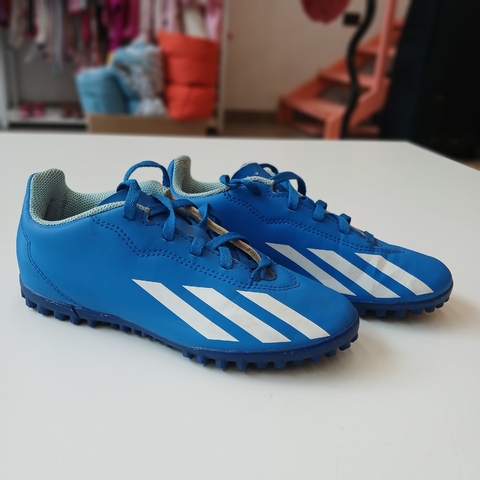 BOTINES ADIDAS N. 31 1/2 AZUL TIRAS BLANCAS *DETALLE