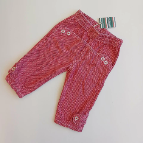 PANTALON CRAYON T. 12 MESES NUEVO ALGODON ROJO BOTONES