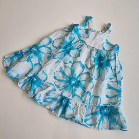 VESTIDO URB T. 3- 6 MESES FLORES CELESTE