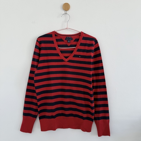 SWEATER TOMMY HILFIGER T. M (VA PARA 14 ) HILO ROJO AZUL RAYAS