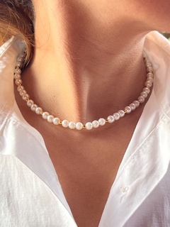 gargantilla perlas doradas - comprar online