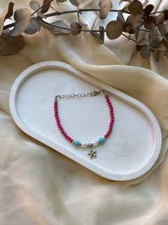 Pulsera Aqua y fucsia flor - comprar online