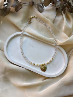 collar trans y perlas corazon dorado - comprar online