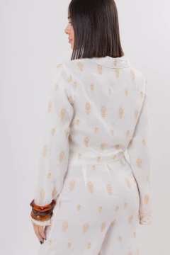 Pantalón blanco con bordados dorados y bolsillos laterales – Golden - Maison Chic 