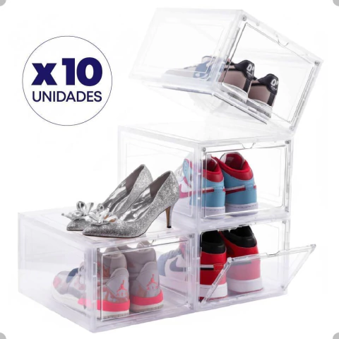 Caja organizadora para calzado transparente set X10