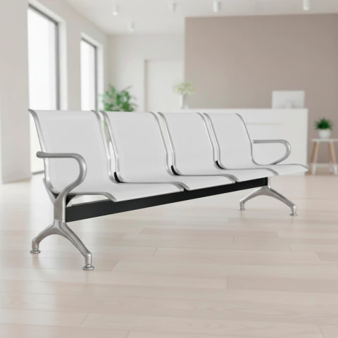 Tandem de 4 Sillas de Metal Reforzado para Sala De Espera Hospital Clinica Terminal