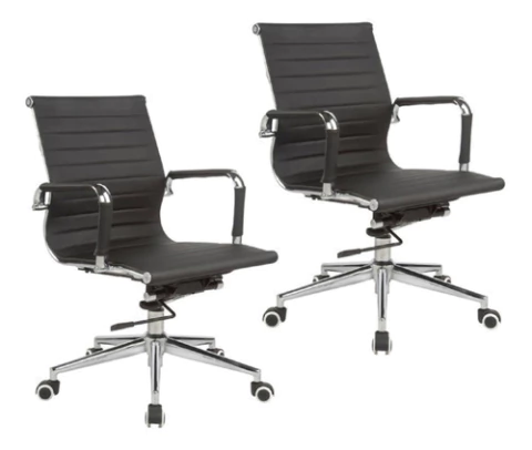 Sillón De Oficina Eames Aluminum Respaldo Bajo Ejecutivo X 2