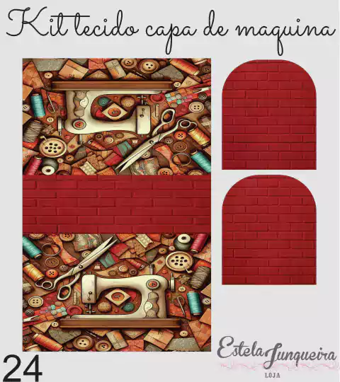 kit tecido capa de maquina de costura 24