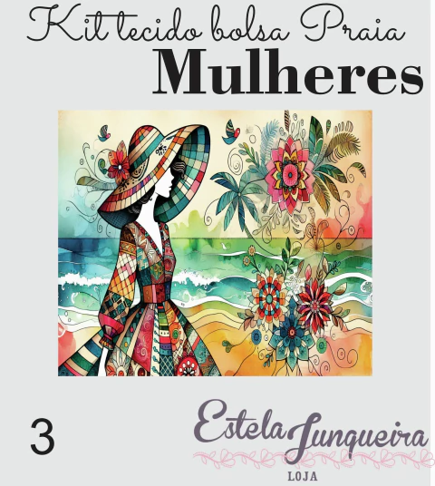 kit tecido bolsa praia mulheres 3