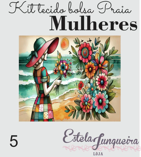 kit tecido bolsa praia mulheres 5