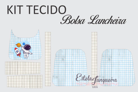 kit tecido bolsa lancheira astronauta