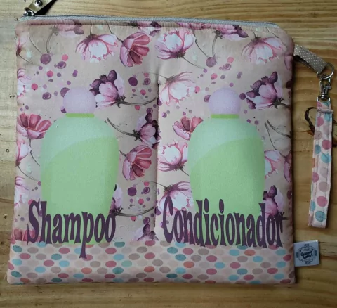 Porta shampoo e condicionador viajem - Floral Lilás