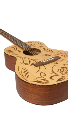 Guitarra Acustica Bamboo Ga38 Rock & Roses C/ Tensor Y Funda - tienda online