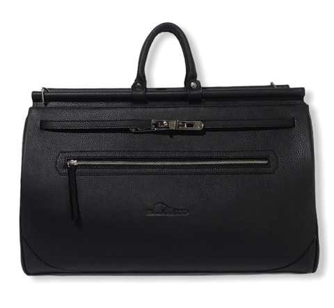 Bolso de viaje "Nantes" cuero graneado negro.