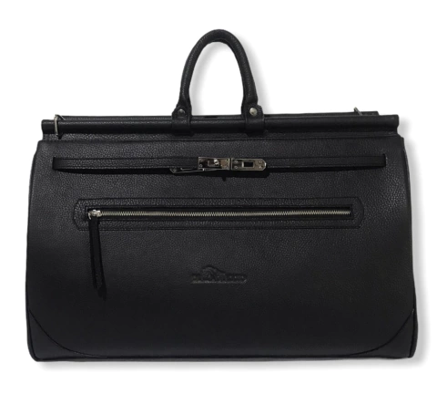 Bolso de viaje "Nantes" cuero graneado negro.