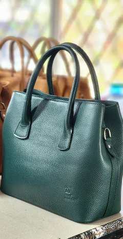 cartera "Barbie" cuero graneado verde inglés - tienda online