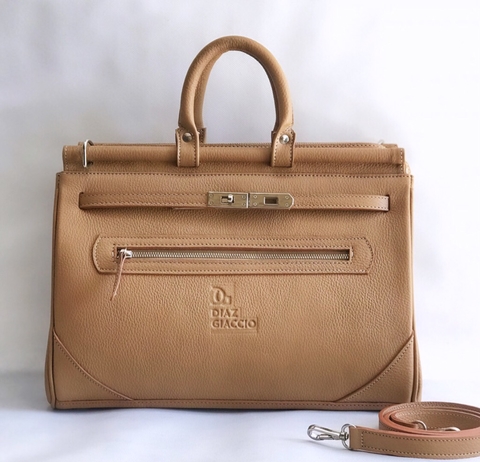 Cartera "Nantes Grande" cuero graneado Camel