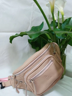 Riñonera "Mila" cuero graneado Nude