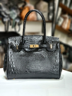 Cartera "Paris Chico" en cuero grabado croco - tienda online