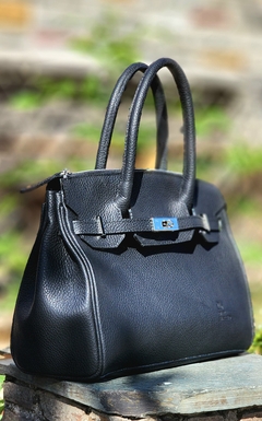 Cartera "Marsella Chica" cuero graneado Negro.